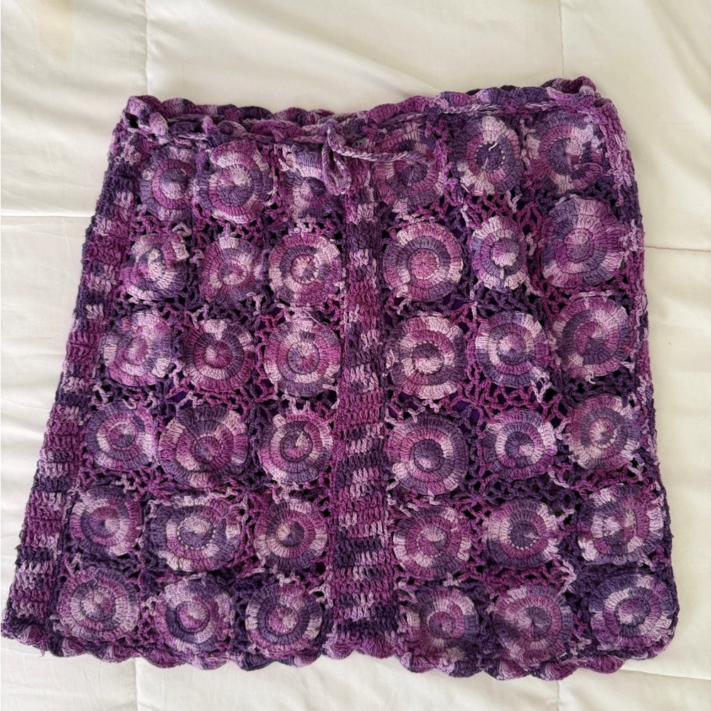 Purple Cotton Crochet Women's Skirt